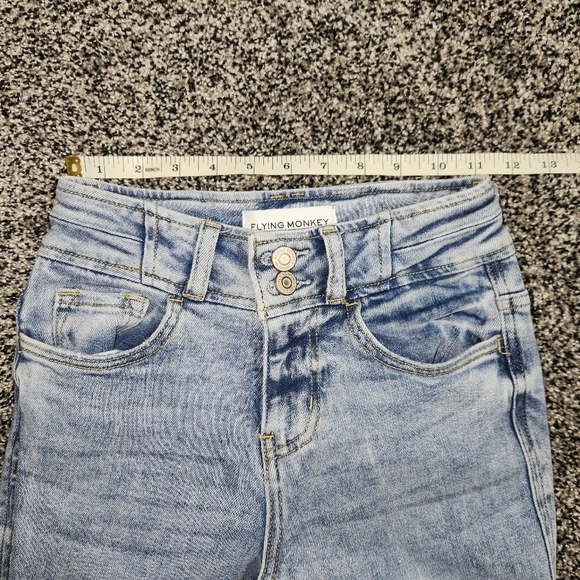 Flying Monkey Buckle Hi Rise Boot Stretch Jeans Women Sz 22x33, Frayed Lightwash - Picture 5 of 9